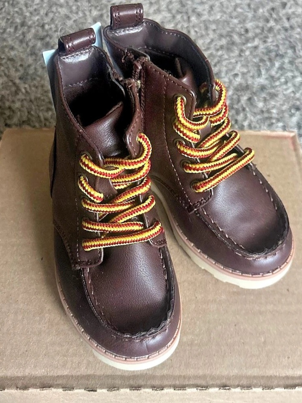 Cat & Jack Toddler Boys Brown Combat Boots Boys Size 1 NWT
